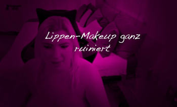 Total ruiniertes Lippenmakeup vom Blowjob einer Blondine